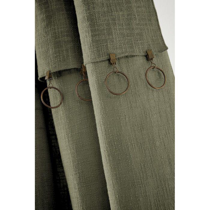 Adjustable Curtain + 8 Clip Rings "Sixtine" 140 X 270 Cm - Sixtine Thyme - 2 Adjustable Panels 140 X 270 Cm