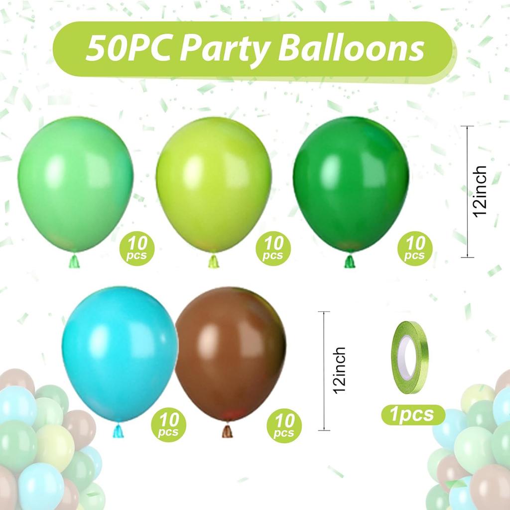 12inch-50pcs blue, pink, and green balloon set, suitable for weddings, birthdays, parties, bridal showers decoration balloons