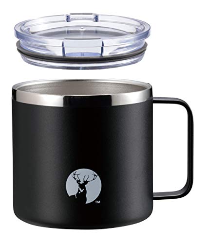 Captain Stag HD Mug, Double Stainless Steel, Vacuum Insulated, Keeps Drinks Hot or Cold, with Lid, 450ml, Black, UE-3495