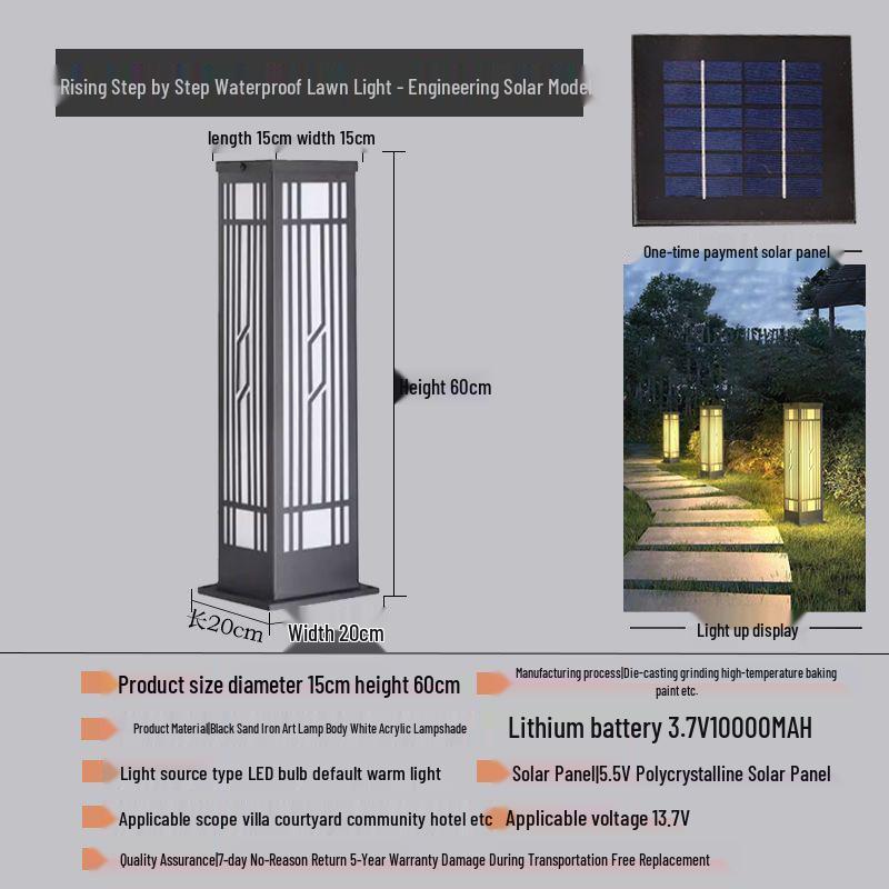 Solar-Powered Waterproof Lawn Light for Outdoor Garden or Villa