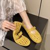 Hohle Lochschuhe Damen neu Sommer flache Mündung bequem Retro Wortgürtel Mary Jane Schuhe flache Einzelschuhe Damen