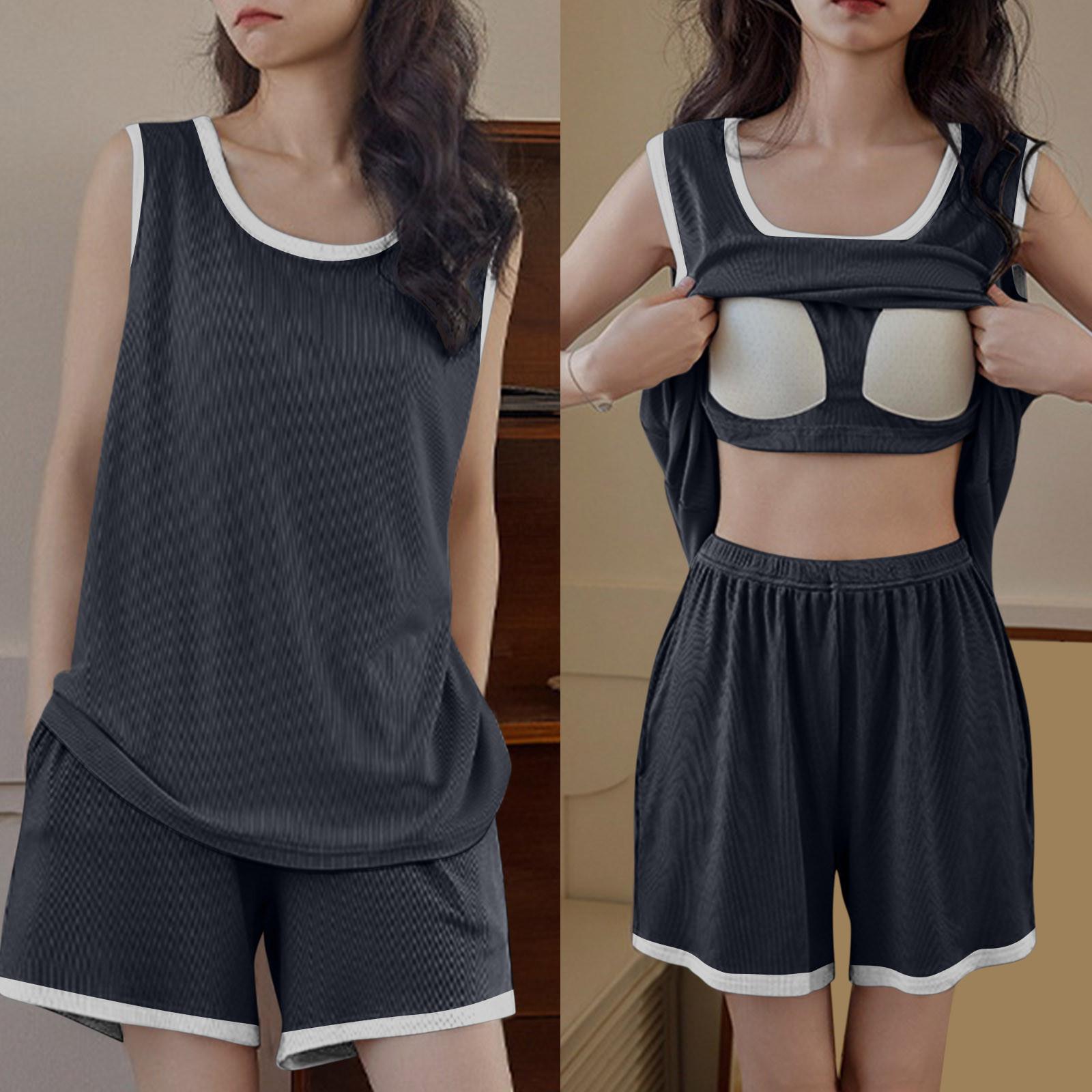 

Жіноча літня вільна пляжна відпустка дозвілля круглий виріз жилет елегантна сорочка з короткими рукавами шорти XXL чорний