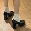 Fashion Women's High Heels Single Shoes Mary Jane Shoes Fashion High-heeled Small Leather Shoe Women's Lolita Shoes High-heeled Loafers