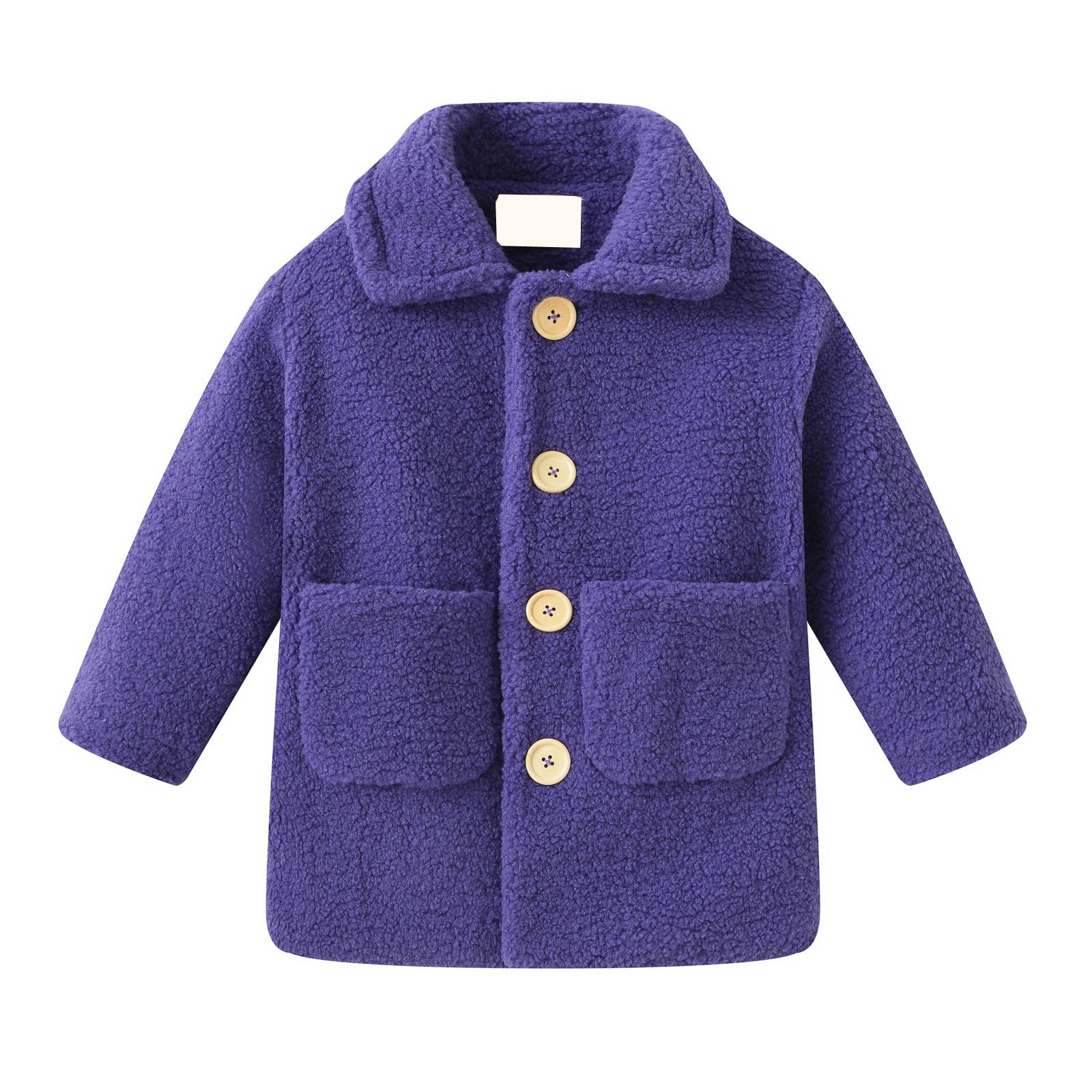 

Детская куртка из овечьей шерсти - Карман, Длинный рукав, Теплое пальто 110 фиолетовый