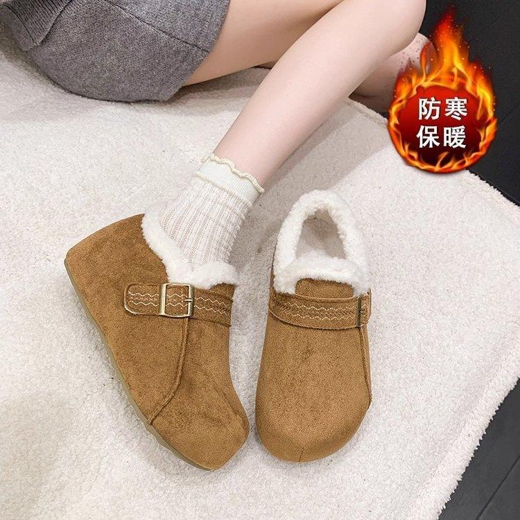 Birkenstocks Winter Velvet New Thick-soled Warm Loafers Cotton Shoes Velvet Thickened Snow Fluff Shoes