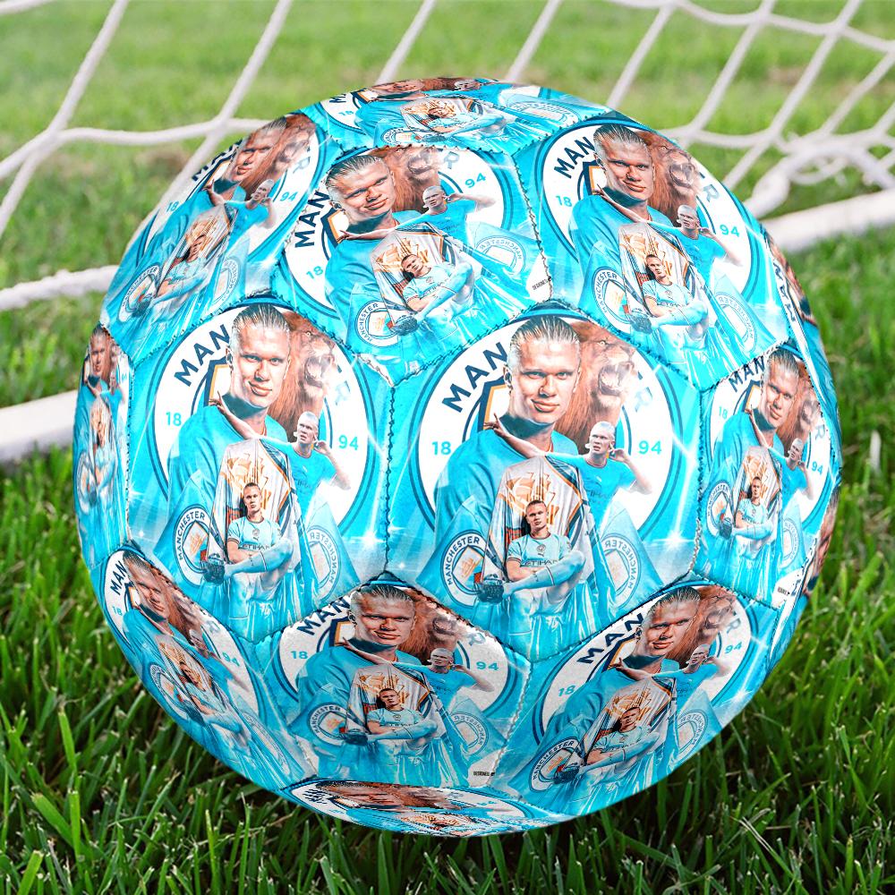 1pc Halaands Manchester City Debut Size 5 Soccer Ball PVC Football Sports Matches Training Outdoor Games Beach Elastic Balls 07e115