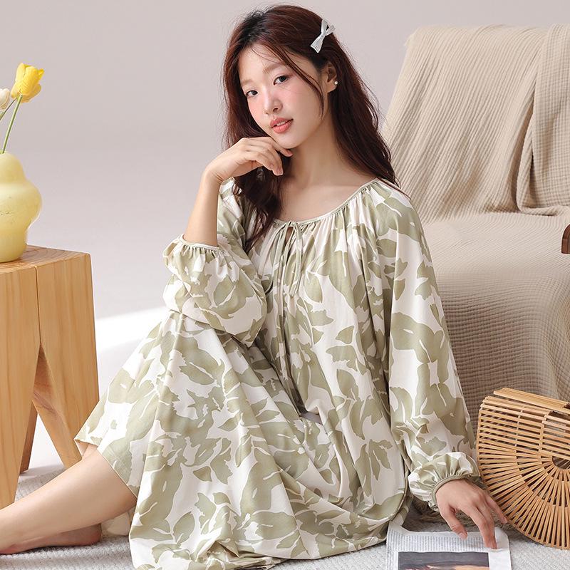 

Женская ретро свободная ночная сорочка с длинным рукавом для беременных, весна/осень 2024 XXL (70-80 kg)