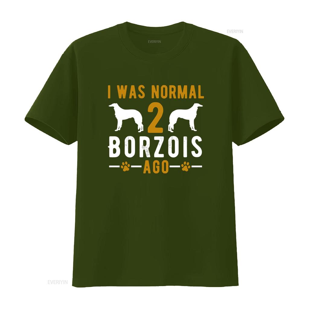 Borzoi Owner Dog Lover T Shirt I Was Normal 2 Borzois Ago Design vintage Washed fashion streetwear Casual Top For Everyday Wear