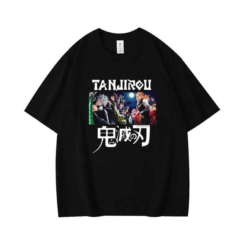 2026 New Demon Slayer Tanjiro Nezuko Pure Cotton Loose Shortsleeved Tshirt for Men and Women