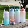 Tazza Spazio Scala Temporale Tappo a Molla Vernice Spray Colore Gradiente Tazza d'Acqua 2000 ml Tazza d'Acqua Grande Capacità Bollitore in Plastica 2L