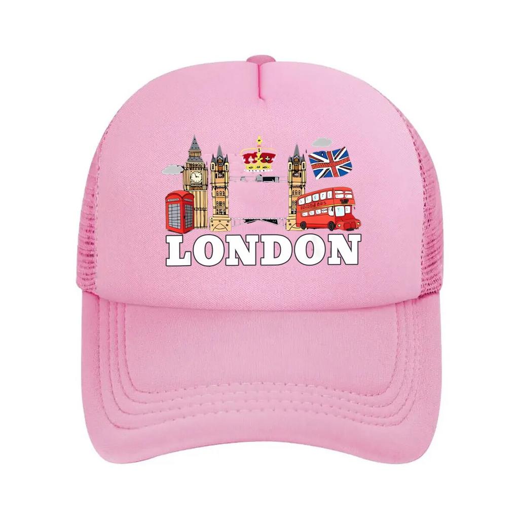 London - Iconic Symbols and City Representation Mesh Baseball Cap