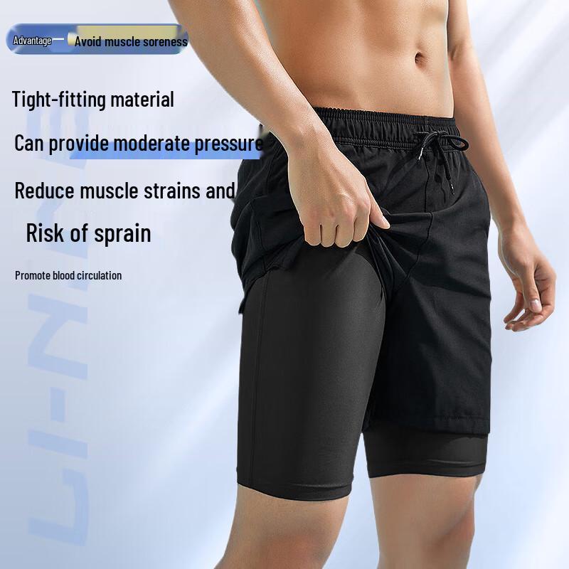 Li-Ning Herren 2-in-1 Schnelltrocknende Laufshorts