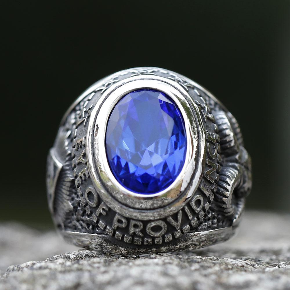 Stainless Steel Unique Black Stone Ring Gothic Biker Retro Old Totem Jewelry for Gifts Free Shipping