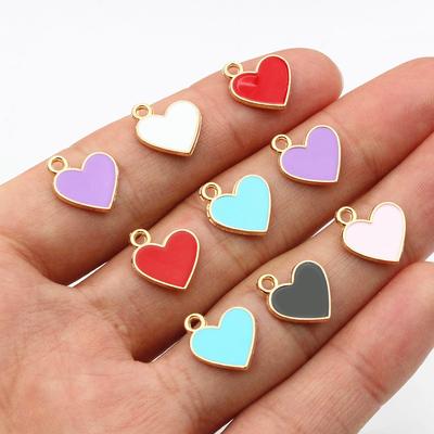 20pcs 13x11.5mm Enamel Small Cute Heart Charms Pendant DIY Jewelry Making Accessories Findings for Bracelet Earrings Keychains