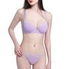 Sexy underwear women's French thin lace splicing large size underwear large chest small anti-sagging bra set