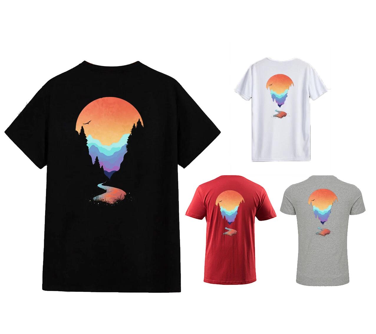 

Rainbow Silhouette Contour Adult Unisex T Shirt - Wellness Inspirational Nature XL