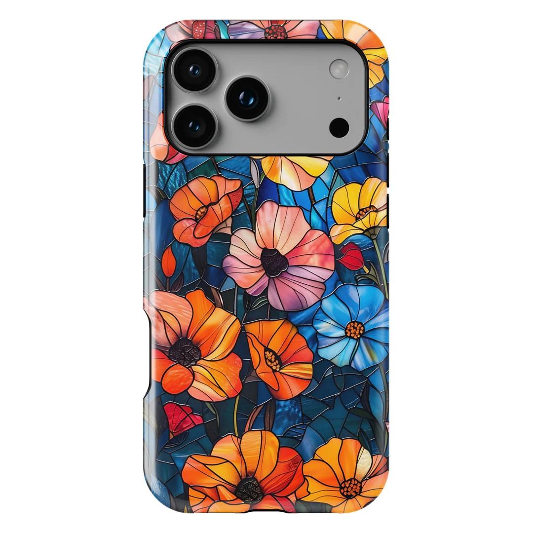 

Чехол для телефона Цветы из витражного стекла для IPhone 17 16e 16 15 14 13 12 11 X XS XR XSMAX 7 8 Air Pro Max Plus Двухслойная задняя крышка iPhone 11