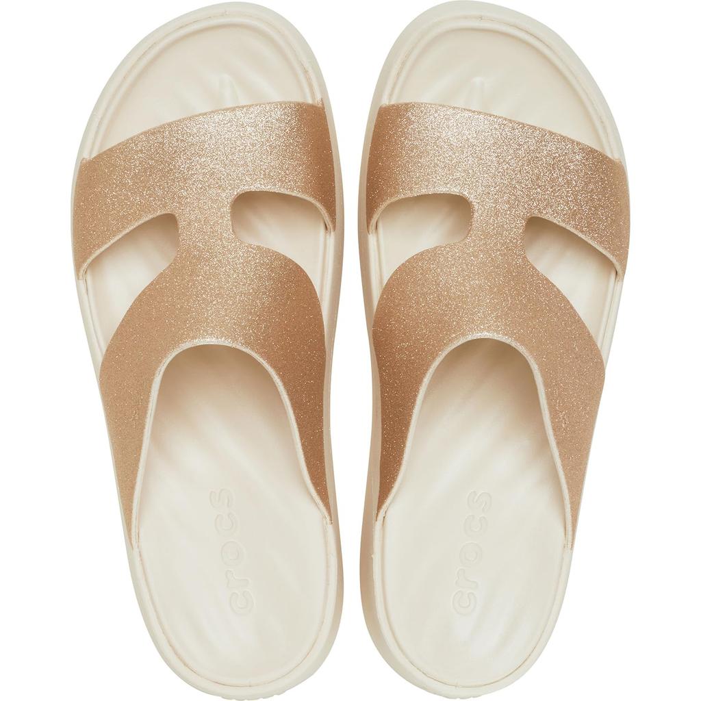 Crocs Getaway Plattform Sandalen, Glitzer, H-Riemen, Stucco, 27cm