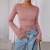 Women's Color Bell Sleeve Long Sleeve Top, Casual Blouse for Everyday Wear