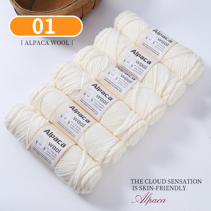 Alpaca Wool Medium Thick Yarn Ball for Hand-Knitted Cardigans, DIY Scarves, and Sweaters