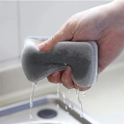5/10Pcs Home Double-sided Sponge Wipe Gray Dirt-resistant Scouring Pad Kitchen Stain Sponge Wipe Professional Cleaning Supplies