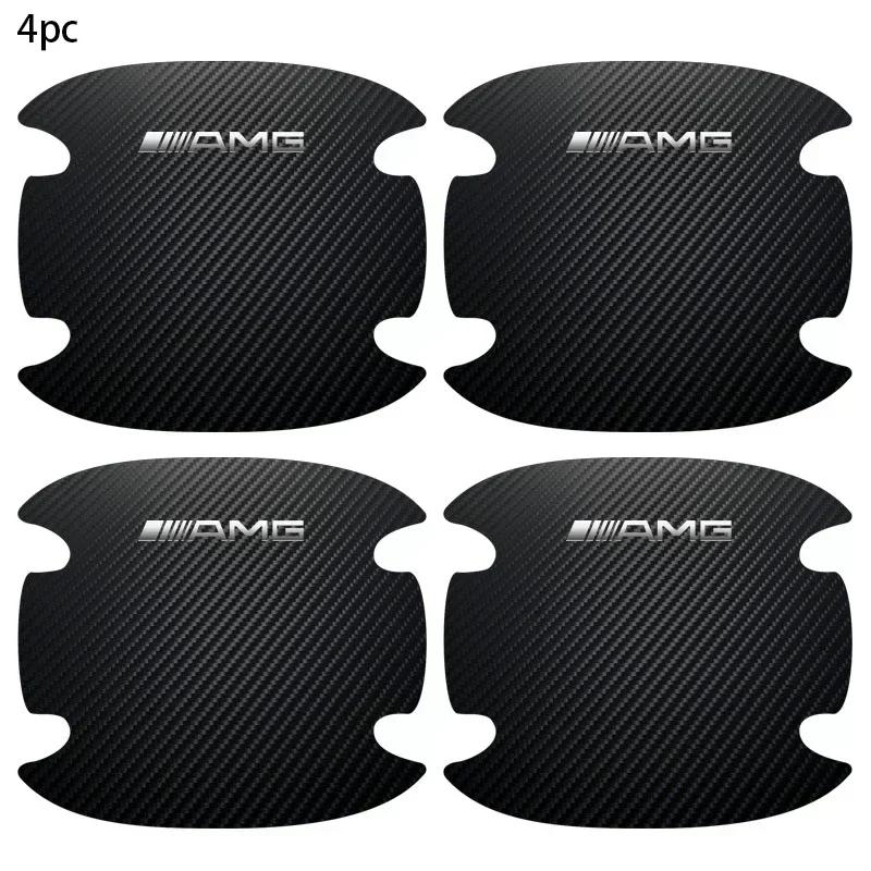 4Pcs Carbon Fiber Car Anti-scratch Stickers Auto Door Handle Protective For AMG Mercedes Benz W204 W124 W201 W202 W212 W220