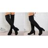 Women's Shoes, Over-the-knee Boots, Women's Boots, Thick Heels with LACES At The Back, High Heels, Round Toe