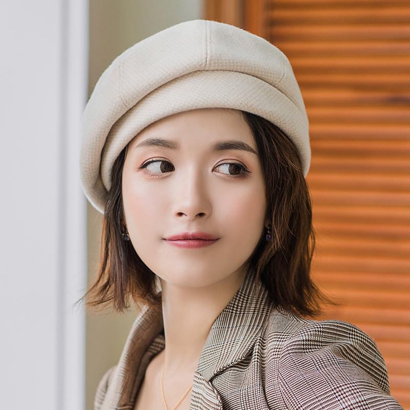 Women's Autumn/Winter Houndstooth Beret - Retro British Style