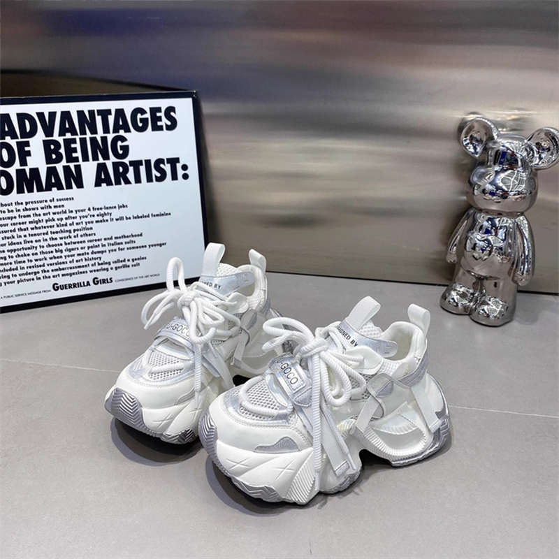 European station purple thick-soled inner height increase dad shoes women's shoes autumn new mesh breathable versatile sports shoes women