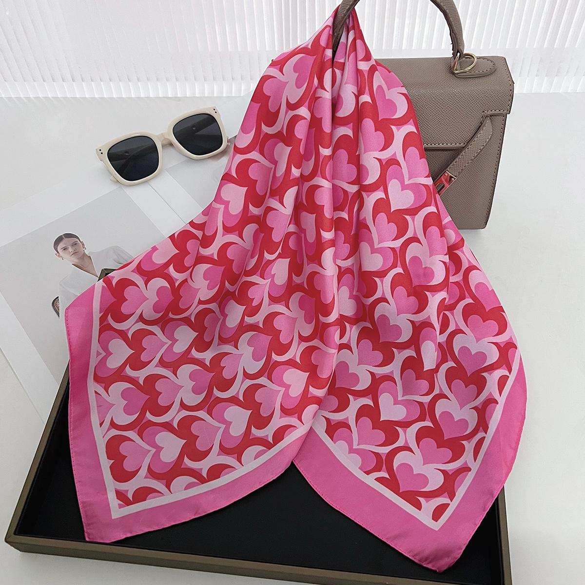 

Квадратный шарф из искусственного шелка с принтом LOVE для женщин, весенняя бандана, дышащий шарф, повязка для волос, головная повязка для завершения вашего образа