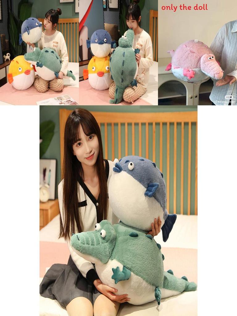 Chubby Pufferfish And Crocodile Plush Toys For Kids Soft Stuffed Animal Gift