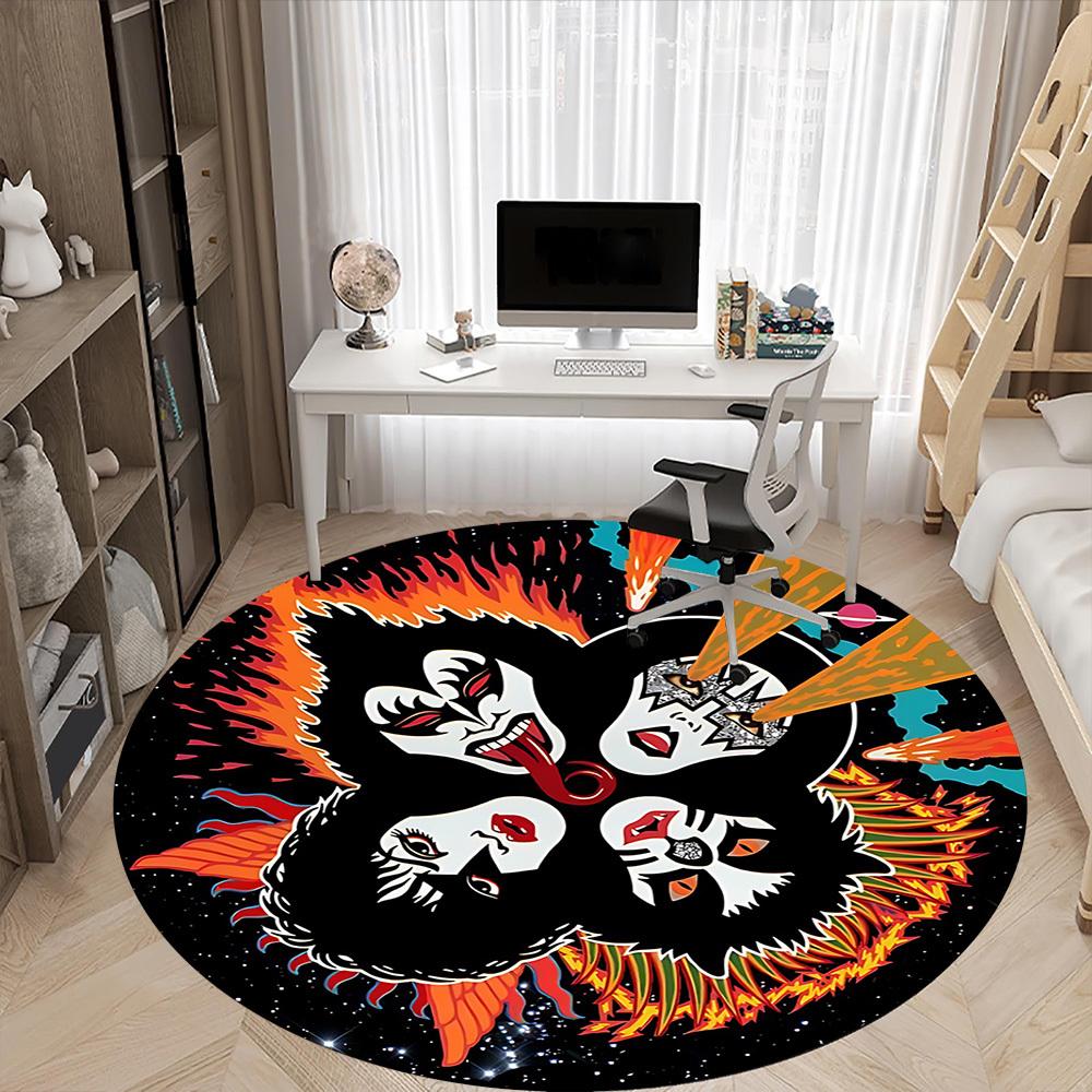 1pc KISS Band Office Round Area Rug, Under Office Chairs Bedroom Living Room Home Decor  a1016306