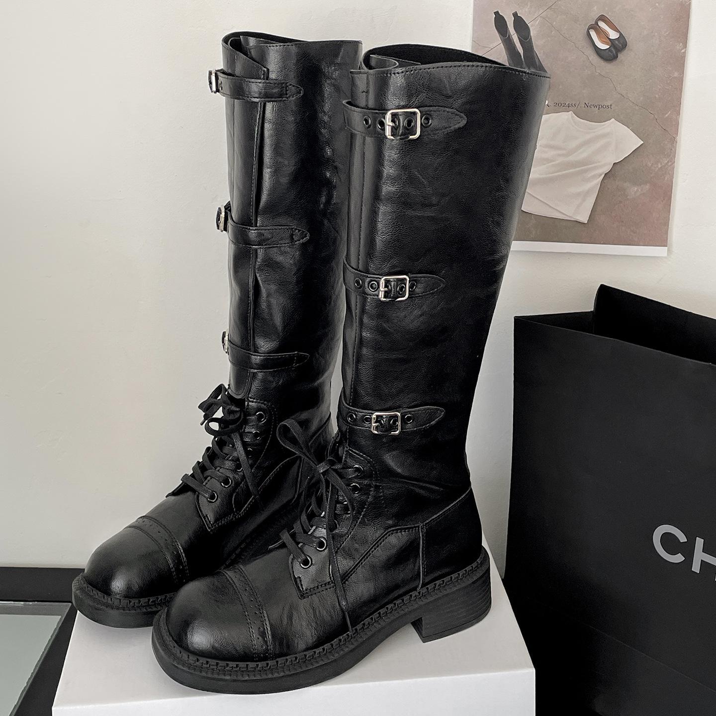 

Brown British style thick heel boots children s boots 2025 new autumn small man height and thinness knight boots 35 чёрный