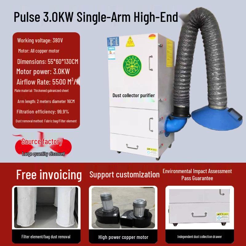 Mobile Electric Welding Fume and Dust Collector - Industrial Smoke Extractor