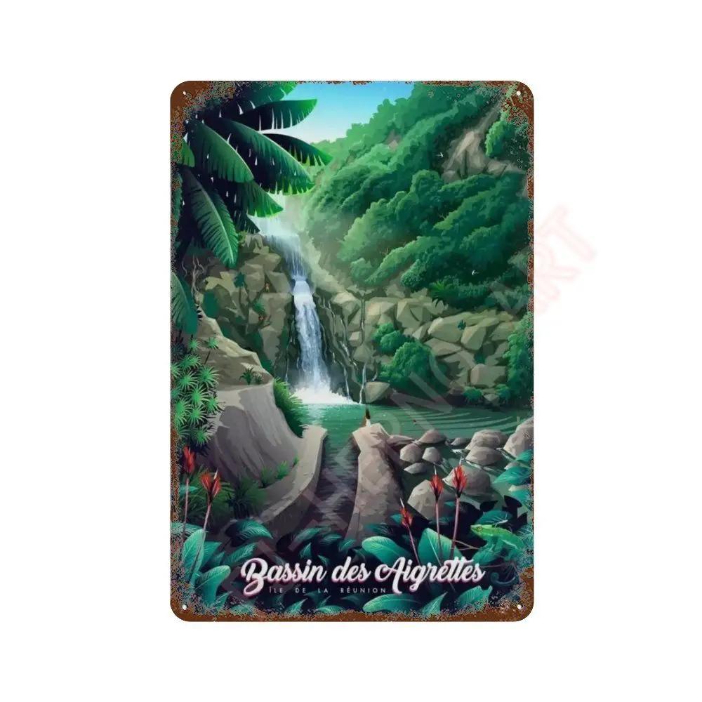 Nordic Travel Poster Aesthetic Vacation Illustration Metal Tin Sign Plaque Wall Mural Plates Home Decoration Kawaii Room Decor