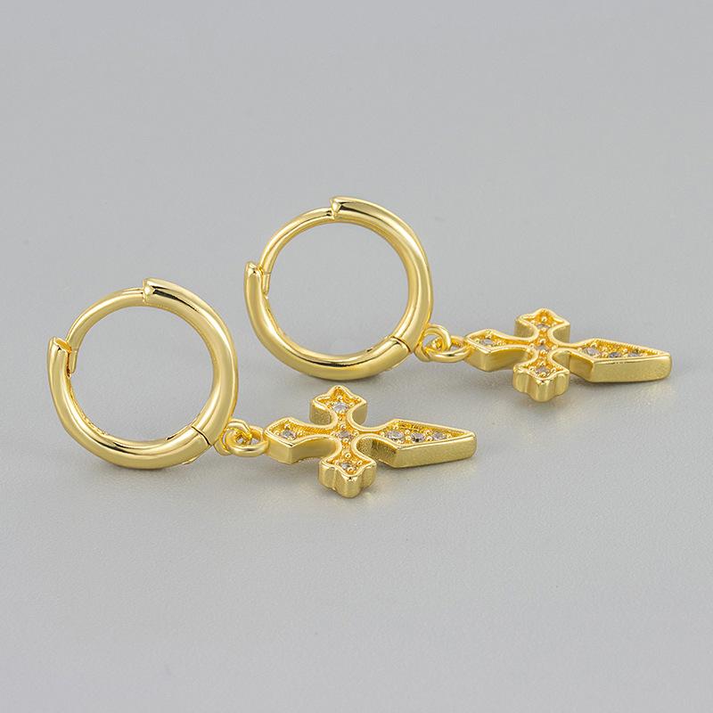 Fashionable Cross Drop Earrings For Women With Rhinestone Zirconia Personalized Ear Studs Jewelry