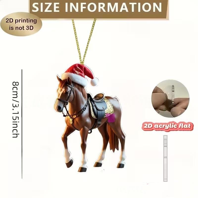 Ornament Pandantiv Acrilic 2D Cal de Crăciun Decor Festiv Pentru Interior Exterior Copaci Decorațiune Agățată Accesorii de Petrecere