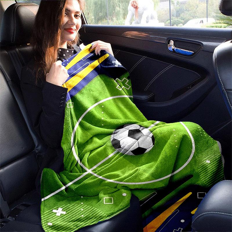 1pc Football Printing Lightweight Flannel Blanket, Comfortable and Warm Blanket, for Camping Sofa Bed and Couch Office, Gift