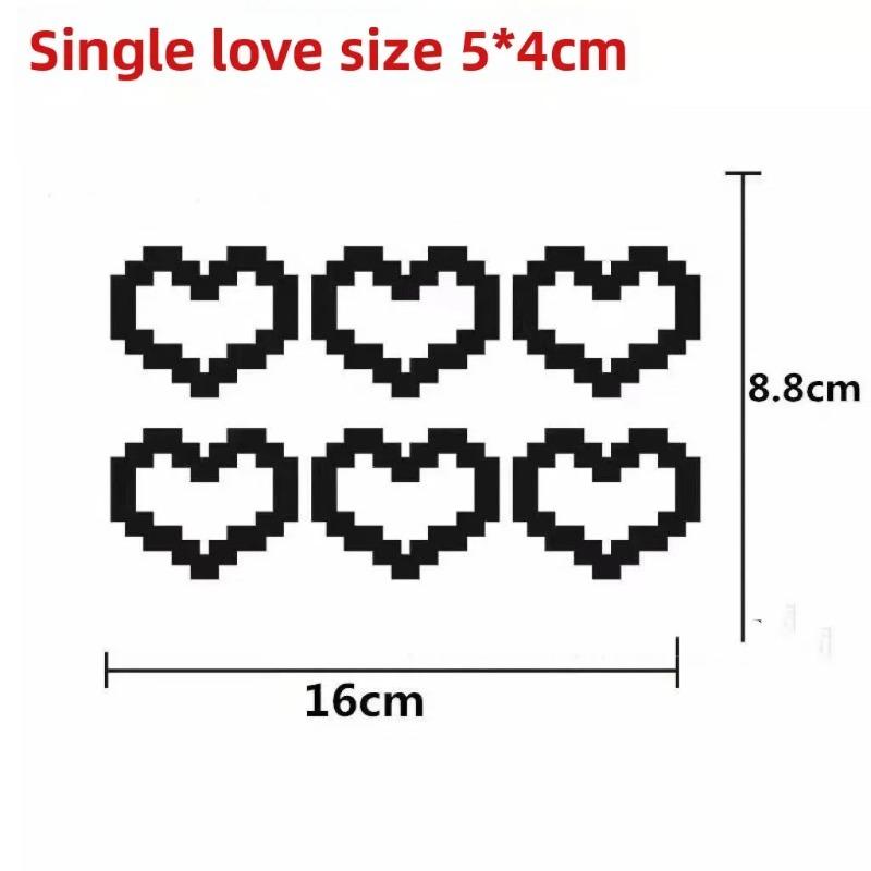 6PCS Mosaic Heart-shaped Pixel Heart-shaped Car Window Decoration, Waterproof Headlight and Taillight Decoration Stickers