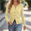 Women's Color Button Front Long Sleeve Casual Sweater Cardigan Top