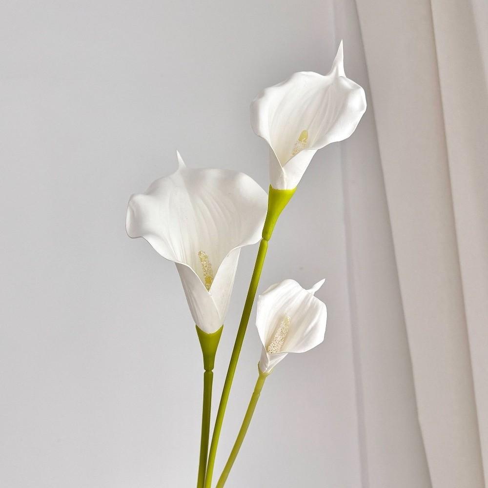 White Artificial Calla Lily Flowers EVA Wedding Bouquet New Faux Plants Photography Props