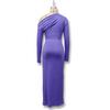 Chic European & American Off-Shoulder Pleated Long-Sleeve Maxi Dress
