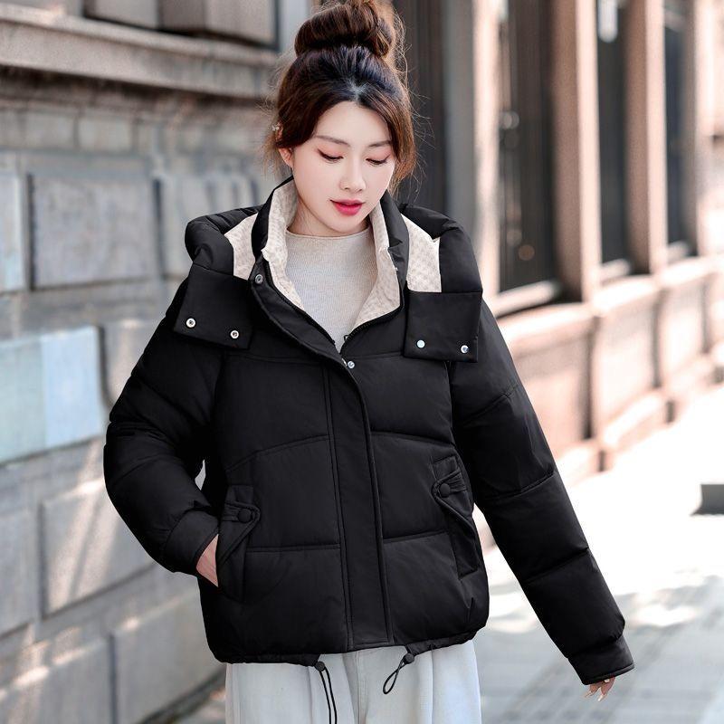 

Fashion Women Short Hooded Padded Coat Loose Fit Thickened Warm Cotton Jacket M