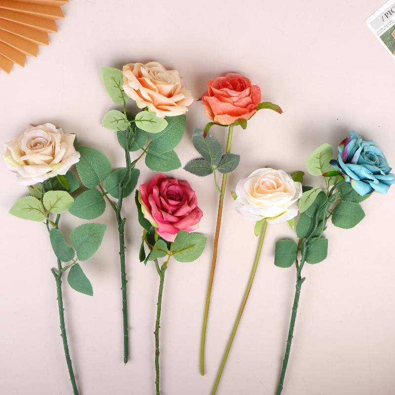 3Pcs Artificial Rose Flower Single Stem Fake Rose For Proposal Wedding Bouquet Home Party Table Centerpiece Decoration