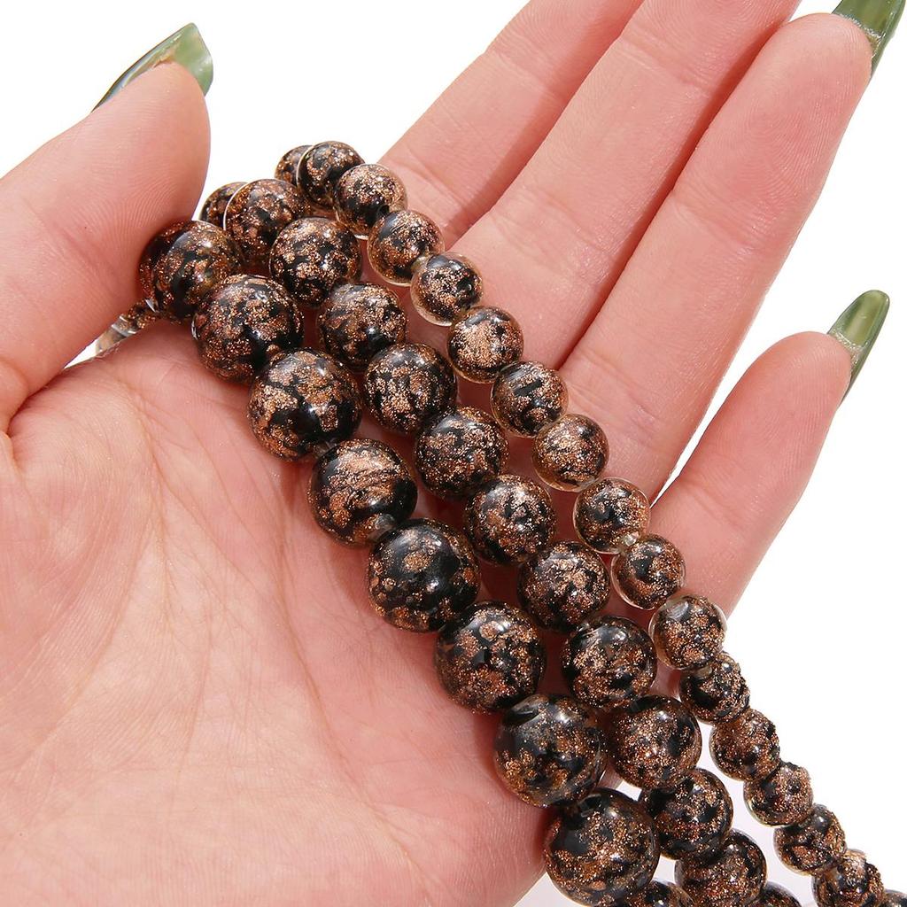 10pcs/Bag Glass Beads Round Ball Handmade Luminous Lampwork Loose Beads for Earring Bracelet Necklace DIY Jewelry Making Findings