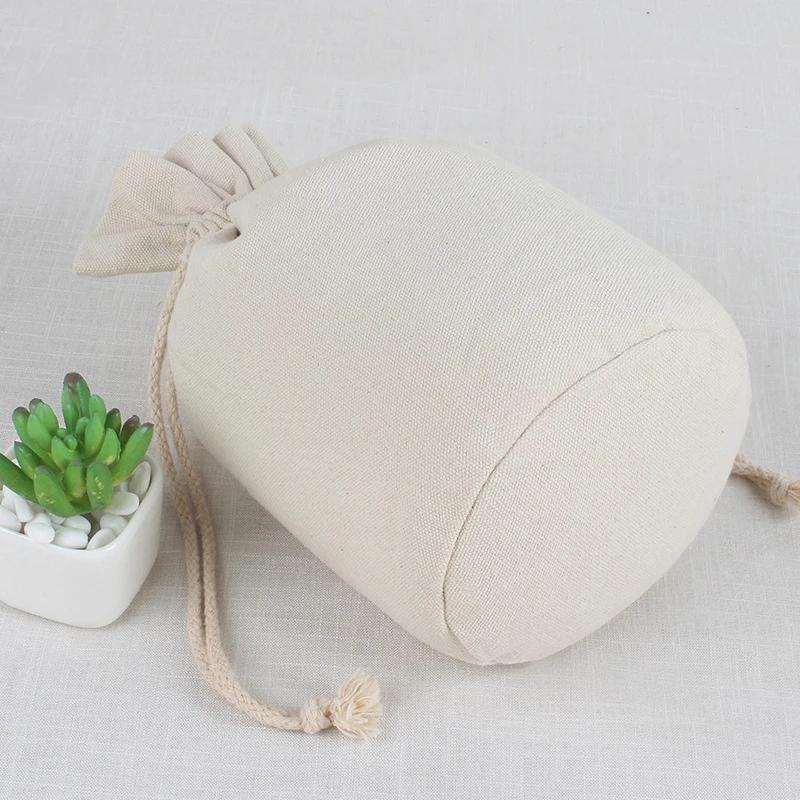 Round Bottom Cotton Linen Canvas Bag Rice Grain Flour Drawstring  Storage Bags Household Kitchen Sundries Packaging Sacks