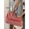 Casual Large-capacity Underarm Bag Women's  New Striped Canvas Bag Fashionable Shoulder Tote Bag