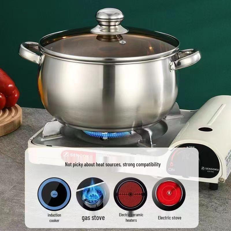 Thickened Stainless Steel Composite Bottom Stew Pot for Camping and Household Use