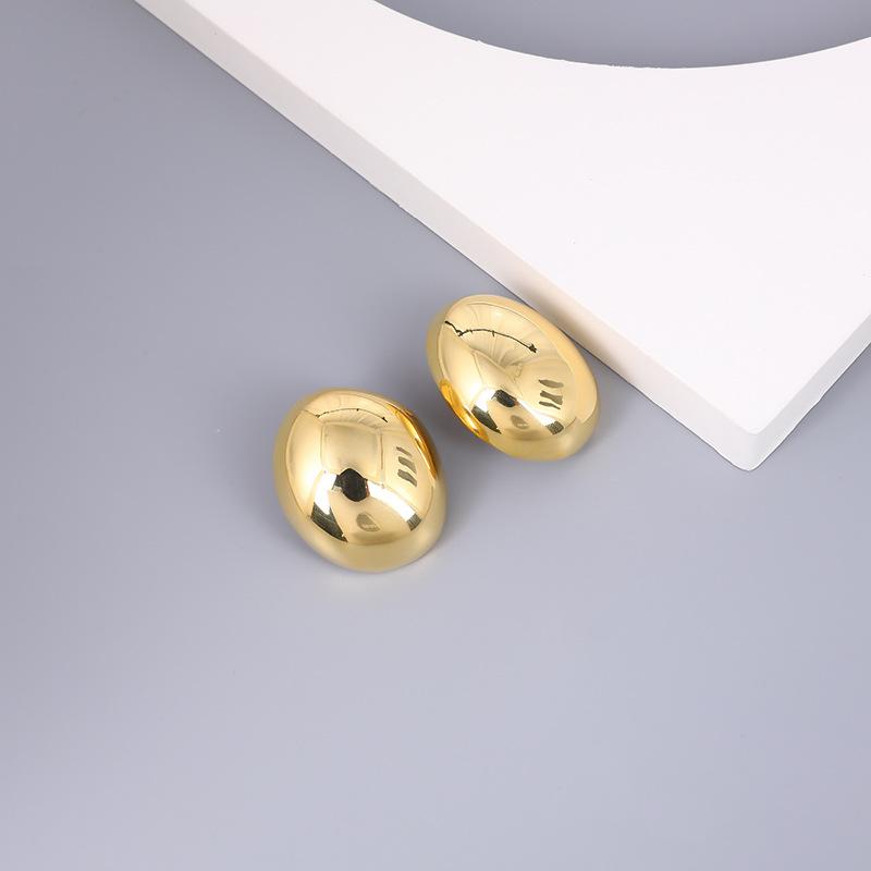 

Гладкие трехмерные металлические серьги с гусиным яйцом в Европе и США. Простые нишевые индивидуальные модные серебряные серьги-иглы. золотой