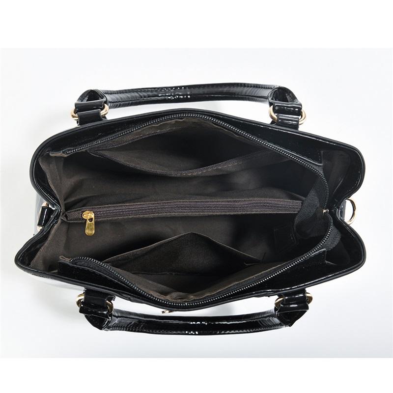 New Fashion Glossy Patent Leather Women Tote Bag 3 Pieces Set Versatile Single Shoulder Crossbody Daily Handbag